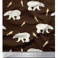 thumbnail image 1 of Soimoi Brown Poly Georgette Fabric Falling Star & Polar Bear Animal Printed Fabric 1 Yard 52 Inch Wide, 1 of 5