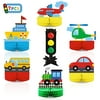 Transportation Honeycomb Centerpieces Transportation 3D Table Decorations Car Bus Train Plane Ship Helicopter Traffic Light Table Toppers for Kids Construction Birthday Party Baby Shower Photo Pr