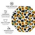 thumbnail image 3 of Yiaed Cute Cow Print Sunflower C Print Leather Coasters for Drinks - Cup Coasters Coffee Table Kitchen Table Bar, Home & Office Gifts Handmade Drink Coasters-Octagon, 3 of 6