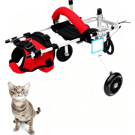 XIRQI Cat Wheelchair Adjustable 2 Wheels Pet Wheelchair Lightweight Cat Support Wheels for Rehabilitation Aid for the Back Legs of Aging,Arthritic,Injured,Disabled,Weak Cats/Pets(M)