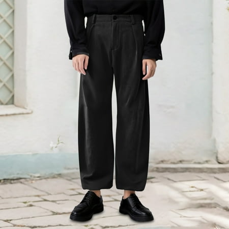 MHFRRA Jeans for Men Men s Spring Autumn Draped Wide Pants Leg Pants Solid Colour Casual Style Trousers Size M
