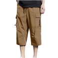 thumbnail image 6 of Mifsaly Capri Cargo Pants for Men with 4 Pockets Drawstring Elastic Waist Baggy Cropped Hiking Pant Summer Outdoor Workout Clothes XL, 6 of 9