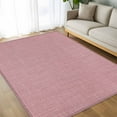 thumbnail image 4 of Nude Pink 8x10 Area Rugs, Farmhouse Burlap Solid Pink Color Modern Linen Texture Non-Skid Rubber Backing Large Rectangle Rugs - Living Room Bedroom Home Office, Indoor Floor Mat Carpets Washable Rug, 4 of 9