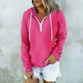 thumbnail image 2 of Plus Size Women's Casual Hoodies Tops Long Sleeve Quarter Zip Jacquard Design Solid Sweatshirts Pullover Tops with Pocket Hot Pink,5XL, 2 of 6