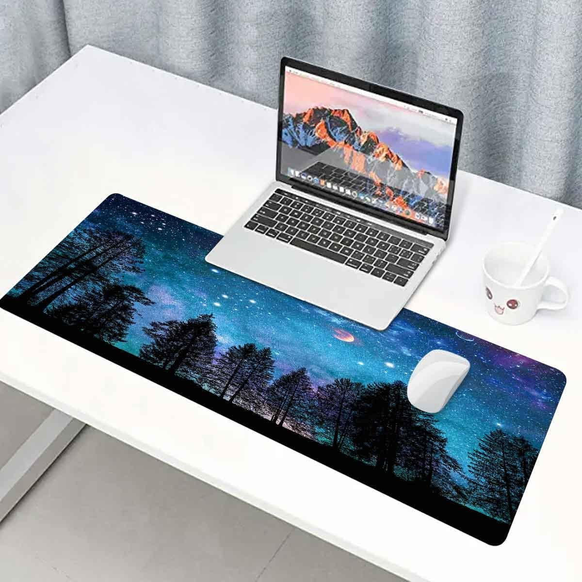31.5x11.8x0.12 Inches Star Mouse Pad Fairytale Fantasy Universe Plant Forest Pattern Rubber Gaming Mouse Pad,with Rubber Mouse Pad with Non-Slip Pad BDLSMN37