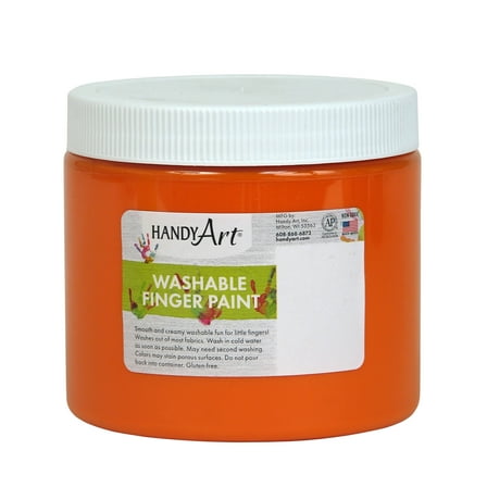 Handy Art® by Rock Paint Washable Finger Paint, Orange, 16 oz, Set of 12 jars