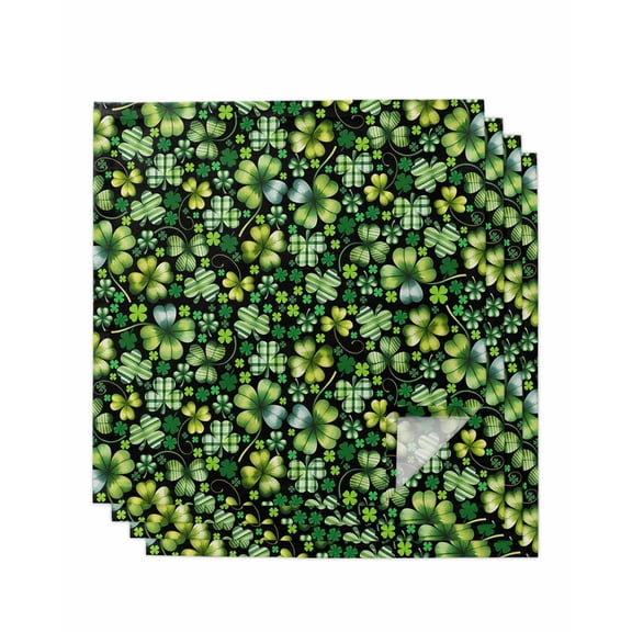 St. Patrick's Day Cloth Napkins Set of 4 Reusable Dinner Napkins, Watercolor Lucky Shamrocks Spring Leaves Cocktail Napkin Washable Table Napkins for Wedding/Holiday Party/Baby Shower 20"x20"