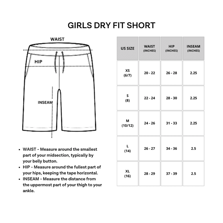 Women's 'dri fit outlet shorts size chart