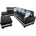 thumbnail image 4 of Lifestyle Furniture LSF09511A 3 Piece Left Facing Sectional Sofa Set with Ottoman, Faux Leather - Black & White, 4 of 6