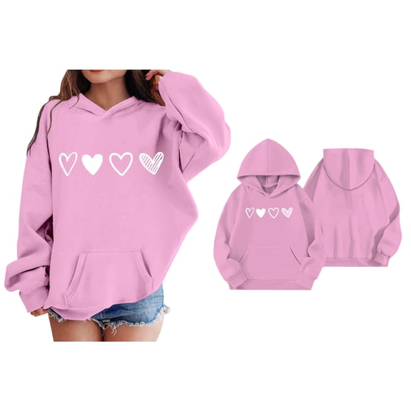 Teen Hoodies Valentines Day Sweatshirt Long Sleeve Casual Heart Sweatshirts Crew Neck Sweatshirt Pullover Cute Sweatshirts for Girls 13-14 Years