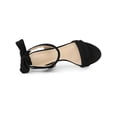 thumbnail image 4 of BLISSFUL STEP Women Open Toe Ankle Bow Tie Mid Heels Sandals Black 6, 4 of 7