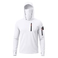 thumbnail image 3 of Havenx Mens UPF 50+ Fishing Shirts Long Sleeve Uv Protection Shirt with Zip Pockets Quick Dry Hooded Hoodie Shirt with Mask Cooling Lightweight Outdoor Hiking Fishing Blouses,White L, 3 of 6