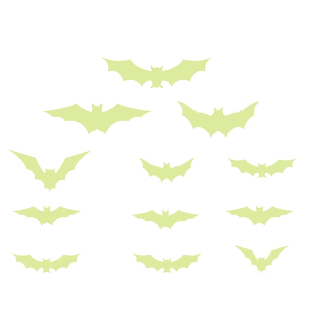 Pegatinas luminosas de murciélago 3D para Halloween, decoraciones para fiestas, ventana de PVC, calcomanías que brillan en la noche, luz roja, Kits de decoración para fiestas TYPE1 Luz verde Bearachild HA007282-03