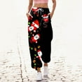 thumbnail image 2 of Zhuashum Women Sweatpants Christmas Color Match Cartoon Print Bottom Sweatpants High Waist Sporty Gym Athletic Fit Jogger Trousers With Pockets Casual Wear Green S, 2 of 4