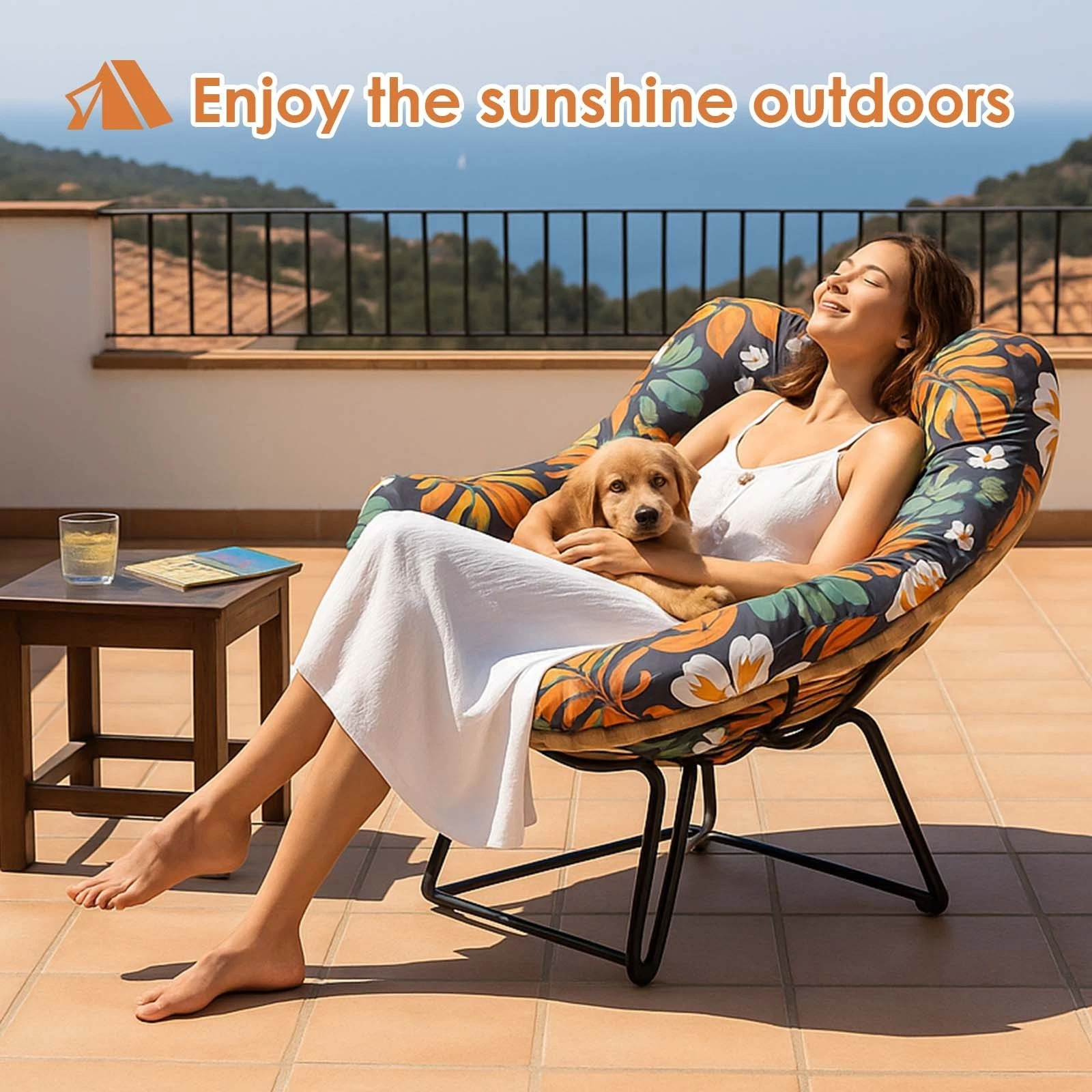 TOPCHANCES Egg Chair Cushion Only, Water-Resistant Outdoor Rocking Chair Cushion, Thick Papasan Seat Cushion with Ties for Patio, Porch, Balcony, Garden (Autumn)
