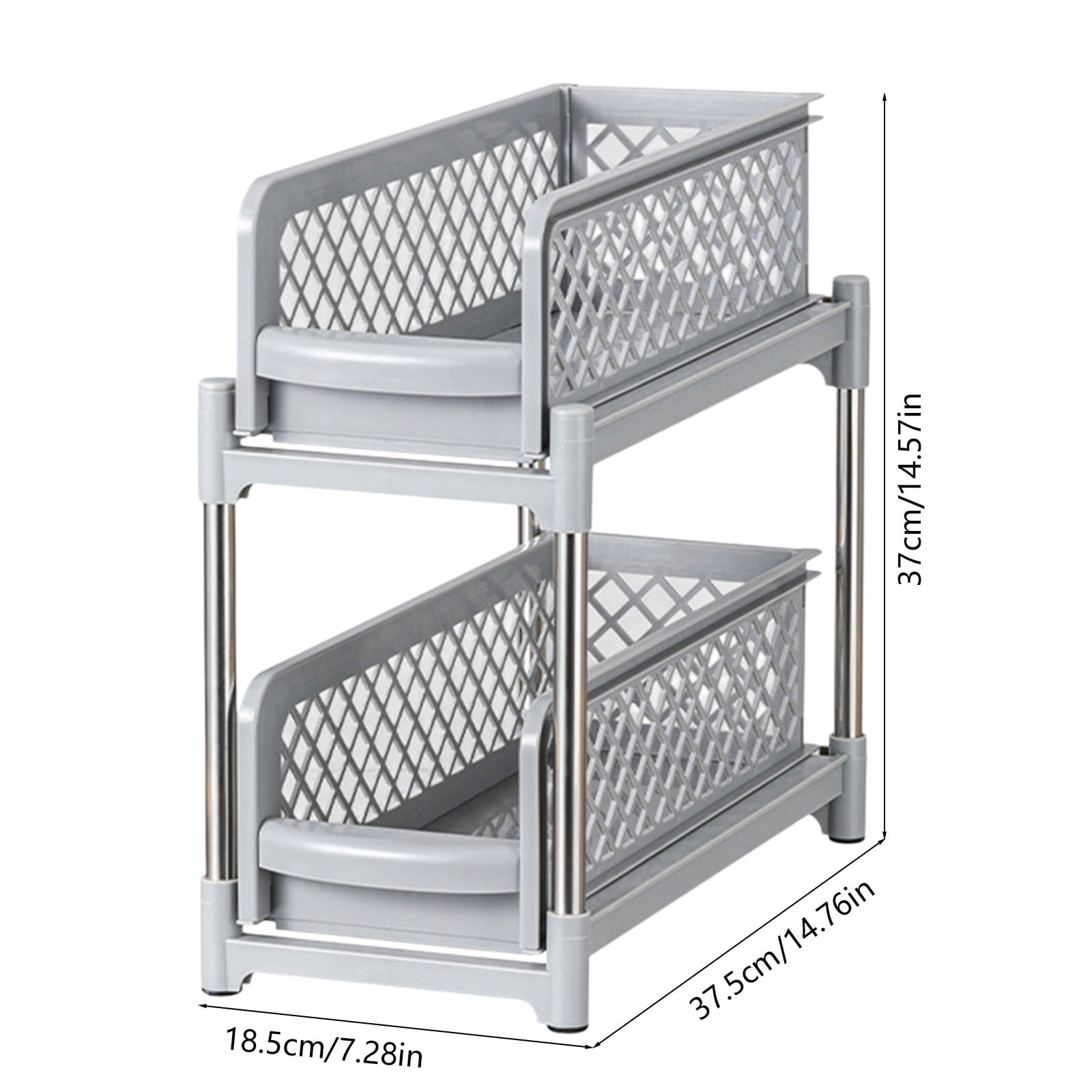 Merryso 2 Tier Pull Out Under Sink Organizer, Sliding Cabinet Shelves for Kitchen & Bathroom, Double Layer Sliding Drawer Storage, Plastic Cabinet Organizer