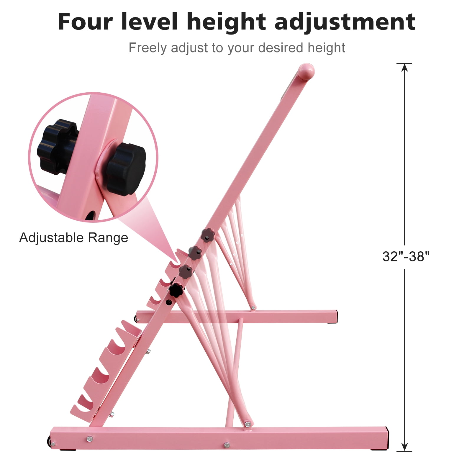 Solid Wood Ballet Barre 3.5FT with Adjustable Height 31.5-39.5 Inches, Portable Dance Practice Barre with Wheels for Home, Studio, Adjustable, Pink