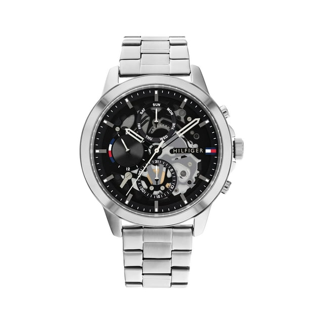 Tommy Hilfiger Reloj multifunción de acero inoxidable y pulsera de eslabones para hombre Color: Negro (Modelo: 1710477)