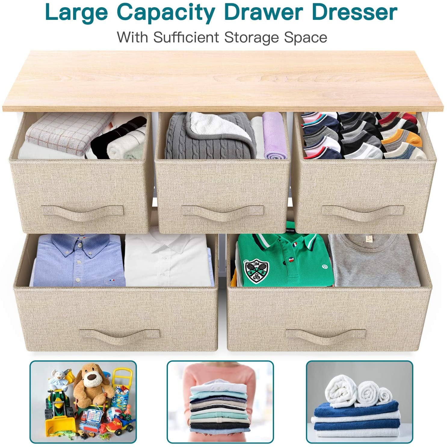 Crestlive Products Fabric Dresser for Bedroom, Storage Tower with 8 Drawers, Organizer Unit for Bedroom, Hallway, Nursery, Entry