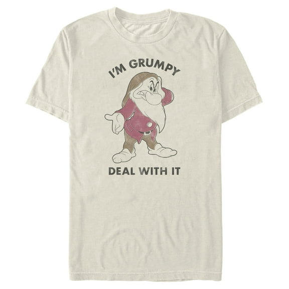 Men's Snow White and the Seven Dwarfs I'm Grumpy Deal With it Distressed Graphic T-Shirt