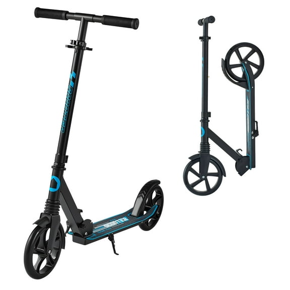 VEVOR Kick Scooter for Kids Ages 8 , Teens & Adults, 2-Wheel Toddler Scooter with Adjustable Height Handlebar, Wide Anti-Slip Deck, Foldable Lightweight for Boys & Girls up to 220 lbs, Black   Blue