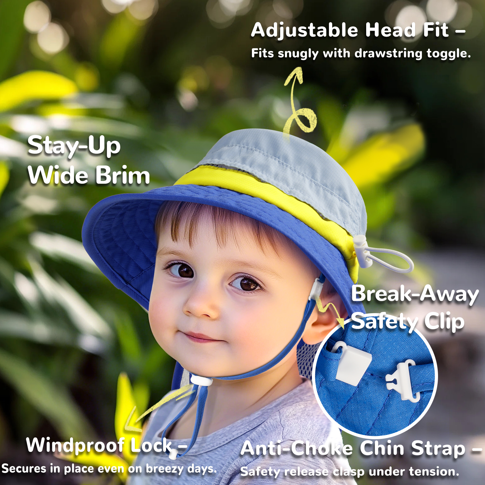 HECCEI Infant Sun Hat UPF 50+ Sun Protection Hat, 6-24 Months, Blue