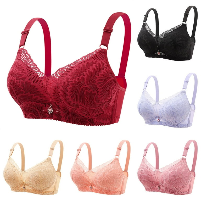 Quinlirra Women Sexy Breathable Lace Bra With No Steel Ring And Rear Buckle  Not Empty Cup Gathered Flat Chest Large And Adjustable Shoulder Straps  Double Breast Underwear Black Size S - Walmart.com