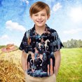 thumbnail image 2 of LIBRCLO Teen Button Down Shirts for Boys Size 14 Years Short Sleeve Summer Beach Shirts Casual Cowboy Prints Shirt Navy, 2 of 8