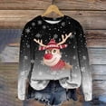 thumbnail image 2 of Futezty Christmas Hoodless Sweatshirt Deer Print Crewneck Fit Pullover Tops Long Sleeve Fashion Loose Blouse Casual, 2 of 4