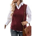 thumbnail image 1 of Oversized Sweater Vest for Women V Neck Sleeveless Solid Color Loose Pullover Sweater Dark Red S, 1 of 9