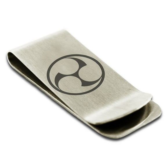 Stainless Steel Ujiie Samurai Crest Engraved Money Clip Credit Card Holder