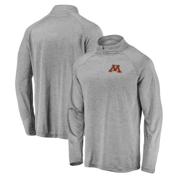 Men's Fanatics Gray Minnesota Golden Gophers Striated Raglan Lightweight Quarter-Zip Top