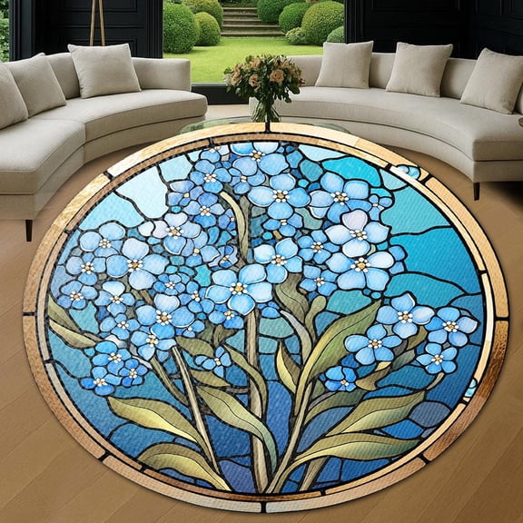Circle Area Rug, Sun1 Washable Non-Slip Floor Carpet, Soft Rug for Living Room Bedroom Decor 31 Inch