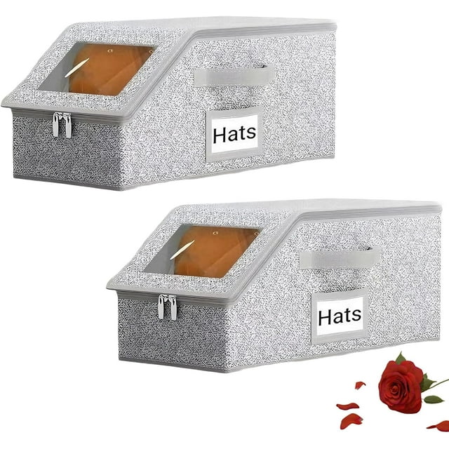 2026 New Stackable Hat Storage For Baseball Caps, Hat Storage Box With Clear Window Lid, Flip-Top Access, Holds Up To 24 Caps Hats Organizer For Closet (2PC)