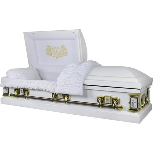 Overnight Caskets, Funeral Casket, White Cross With White Interior
