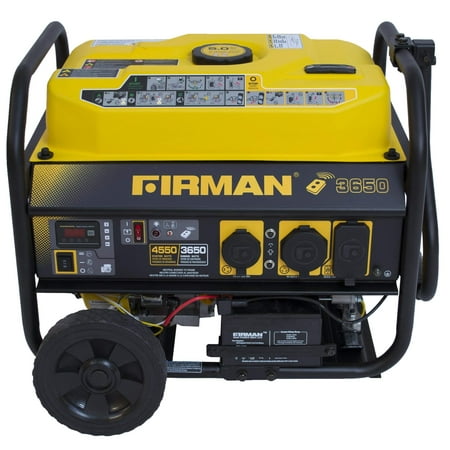 Firman P03608 4550/3650 Watt Remote Start Gas Portable Generator CARB Certified with Wheel Kit, Yellow