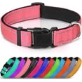 thumbnail image 1 of Collar de nailon para perro con tira reflectante, collar clásico acolchado para perros medianos, rosa, talla M, 1 of 5