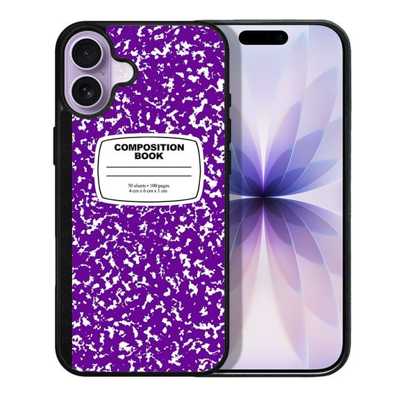 WIRESTER Shockproof Soft Rubber Cover Case for Apple iPhone 17 6.3" 2025, Purple Composition Book