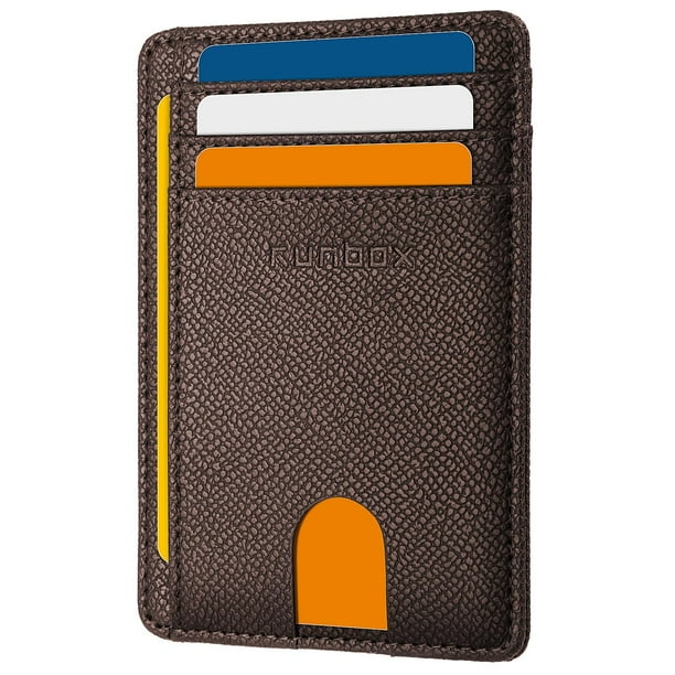 Tarjetero Wallet RUNBOX de piel delgado con bloqueo RFID