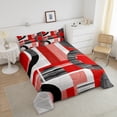 thumbnail image 4 of Erosebridal Minimalism Abstract Bedding Full Comforter Set, Red Down Comforter, Square Geometry Decor, Reversible 3pcs, 4 of 8