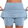 thumbnail image 2 of Feancey Skorts for Women Plus Size Tummy Control Tennis Skirts Solid Casual High Waisted Yoga Shorts Buttery Soft Golf Skorts with Pockets Blue XXL, 2 of 7