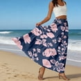 thumbnail image 6 of LWavelet Women Floral Print Tiered Maxi Skirt Elastic Waist With Pockets Boho Summer Long Skirt Navy S, 6 of 6