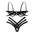 thumbnail image 7 of Fashion Lace Steel Ring Garter Sleepwear Pajamas Underwear Set, M, Black, 7 of 7