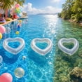 thumbnail image 6 of 29.5" Inflatable Heart Pool Float, Swim Heart Shaped Pool Ring Float Loungers Tube for Summer Swimming Pool Beach Bachelorette Party, Durable & Easy to Inflate (White), 6 of 6
