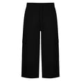 thumbnail image 4 of cocolona Womens Casual Capri Cargo Pants Elastic Waist Drawstring Wide Leg Outdoor Hiking Cropped Pants with Pockets, 4 of 5