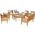 thumbnail image 1 of Gymax 8PCS Wooden Patio Conversation Set Outdoor Furniture Set w/ Cushion, 1 of 10