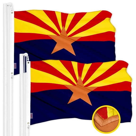 G128 2 Pack: Arizona AZ State Flag | 3x5 Ft | ToughWeave Series Embroidered 300D Polyester | Embroidered Design, Indoor/Outdoor, Vibrant Colors, Brass Grommets