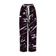 thumbnail image 4 of USNSM Wide Leg Pants for Women 2024 Trendy Loose Fit Drawstring Elastic Waist Lounge Trousers Ink Splash Casual Pants White XL, 4 of 4