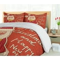 thumbnail image 5 of Ambesonne Christmas Duvet Cover Sets, Santa and Yellow Bird, 2-Queen, Ivory Orange, 5 of 7