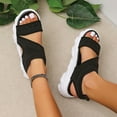 thumbnail image 6 of Utoimkio Platform Sandals for Women Sandals Women's Woven Mesh Flat Beach Shoes Casual Women's Shoes, 6 of 9